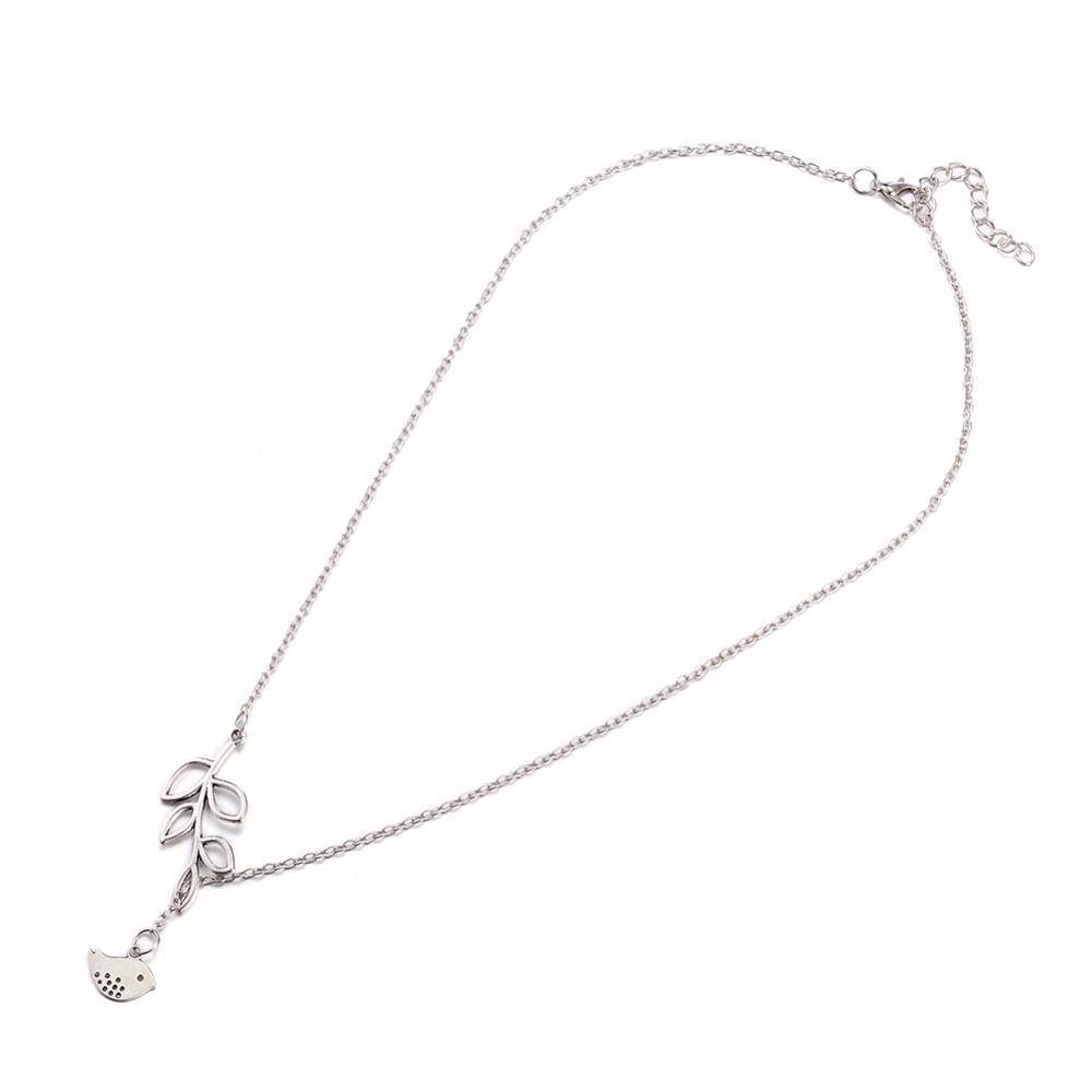 14K White Gold Plated Tweet Birdy Thread Necklace For Woman