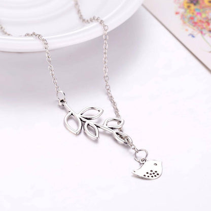 14K White Gold Plated Tweet Birdy Thread Necklace For Woman