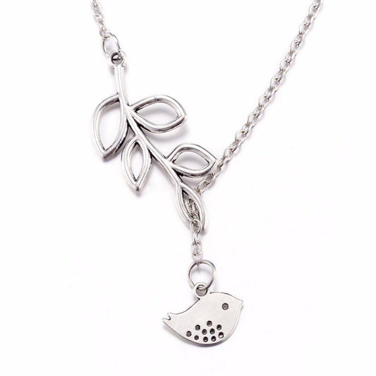 14K White Gold Plated Tweet Birdy Thread Necklace For Woman