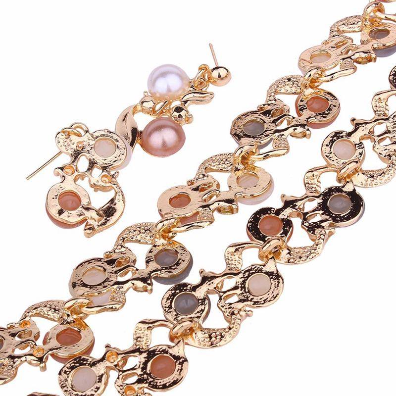 Vining Pearl Bead Collar Necklace and Earring Set