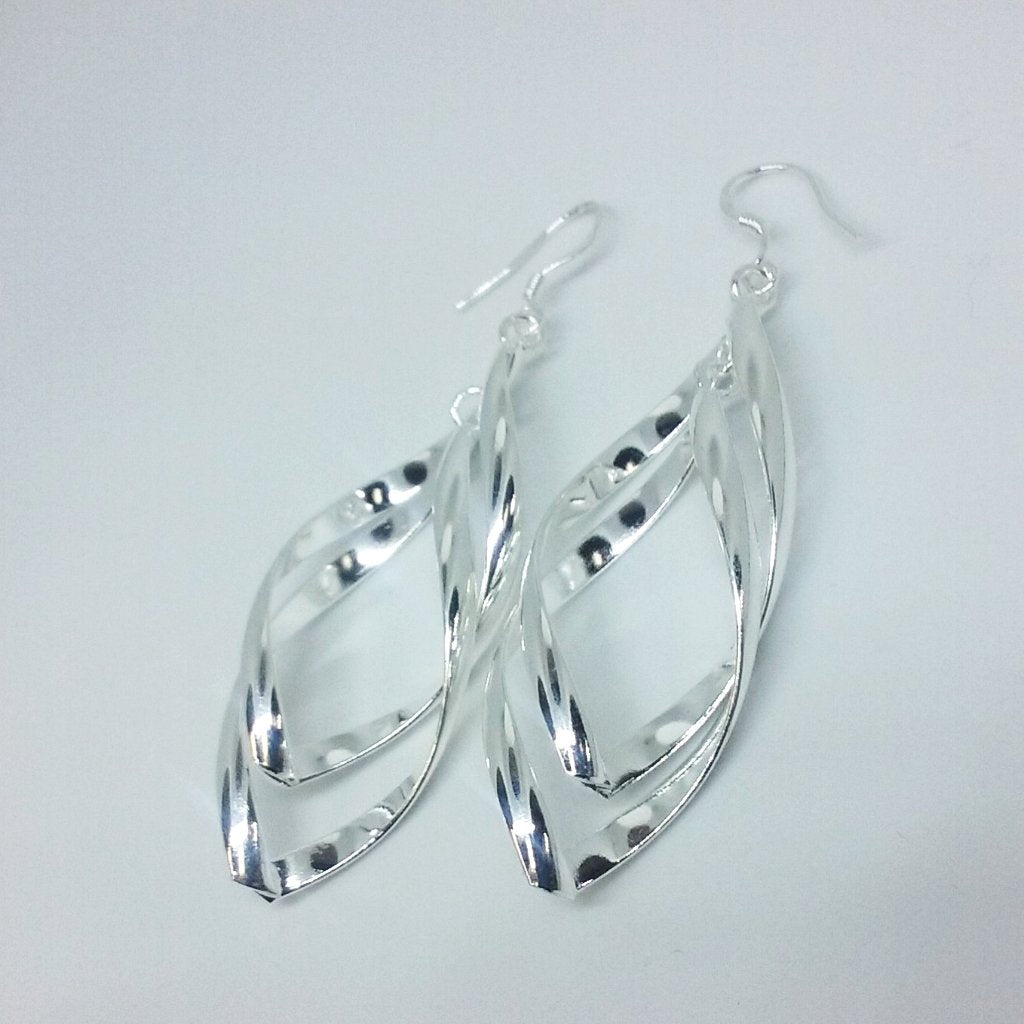 Wide Lines Sterling Silver Interlocking Spirals Earrings For Woman