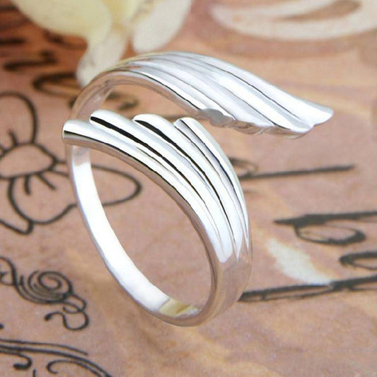 Silvery Wings Adjustable Wrap Ring