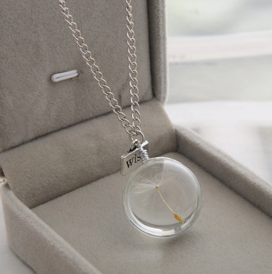 Dandelion Seed Wishing Pendant Necklace