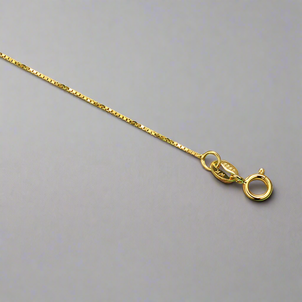 18 inch Sterling Silver or 14K Yellow Gold Box Chain Necklace for Women or Men