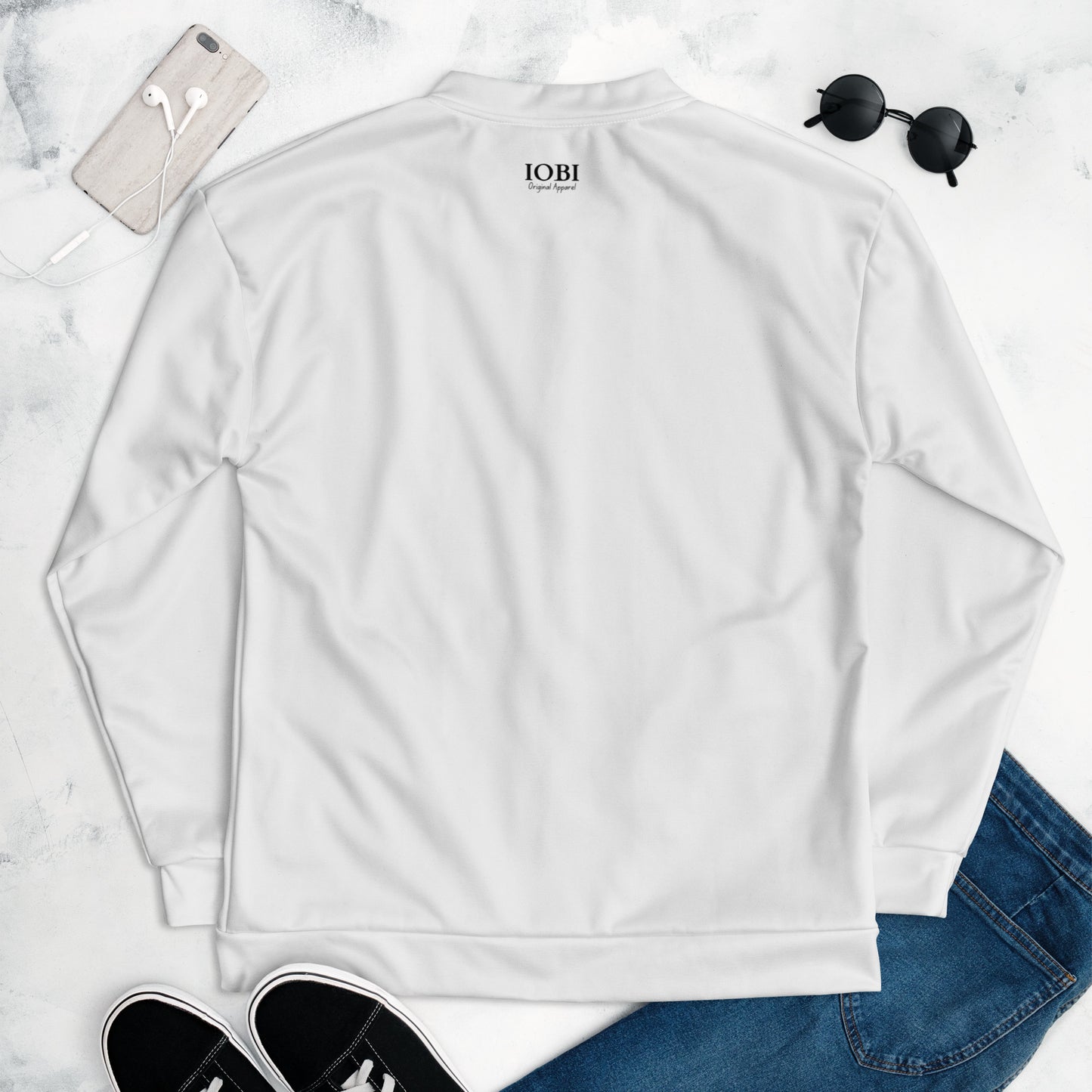 Women Bomber Jacket With Pockets Zipper Premium Quality Classic White Design by IOBI Original Apparel