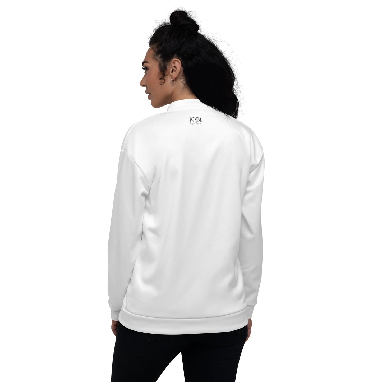 Women Bomber Jacket With Pockets Zipper Premium Quality Classic White Design by IOBI Original Apparel