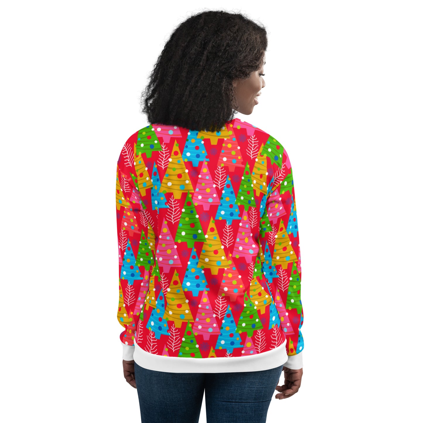 Women Bomber Jacket With Pockets Zipper Christmas Candy Colors Design by IOBI Original Apparel