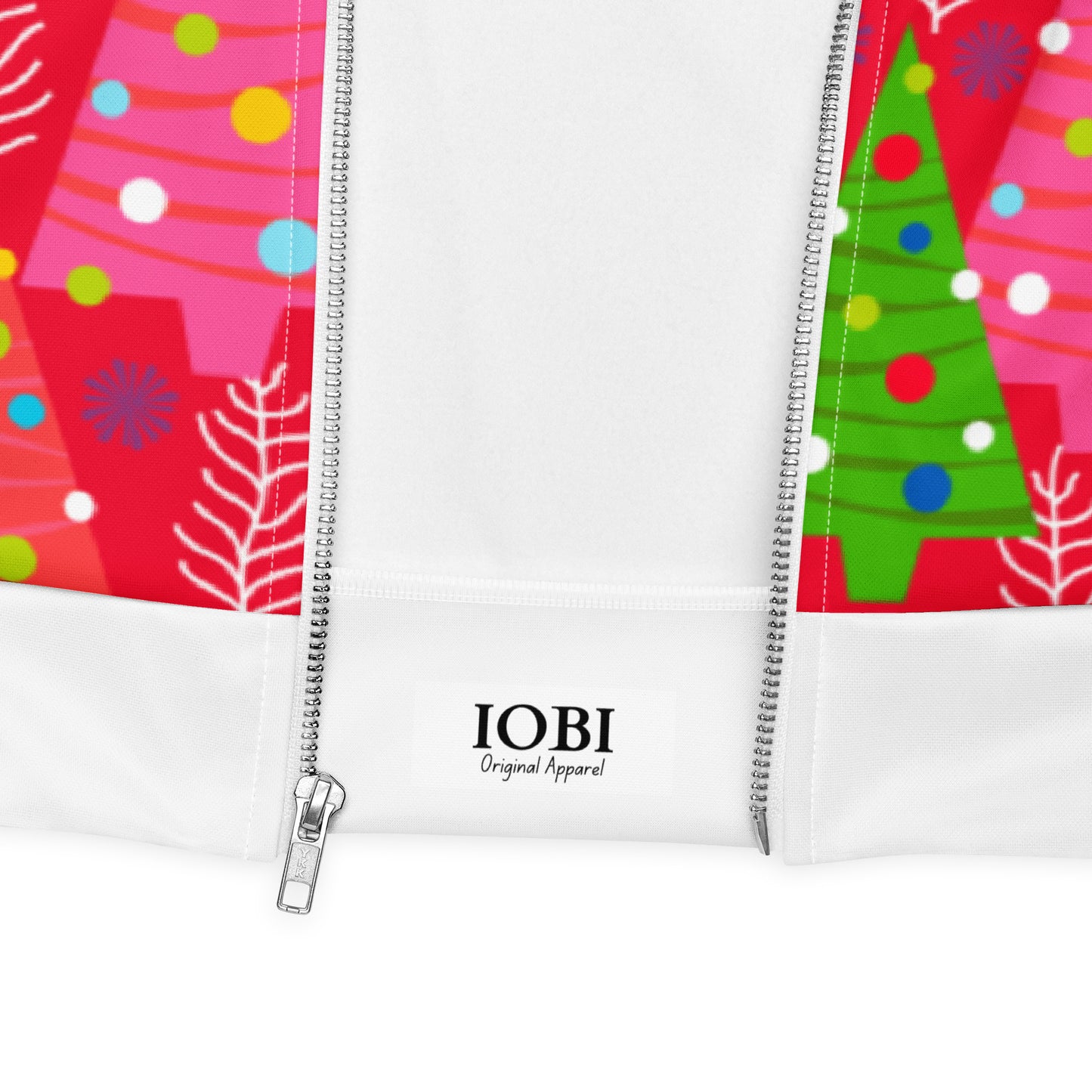 Women Bomber Jacket With Pockets Zipper Christmas Candy Colors Design by IOBI Original Apparel