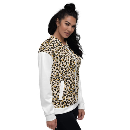 Women Bomber Jacket With Pockets Zipper Premium Quality Leopard Design by IOBI Original Apparel