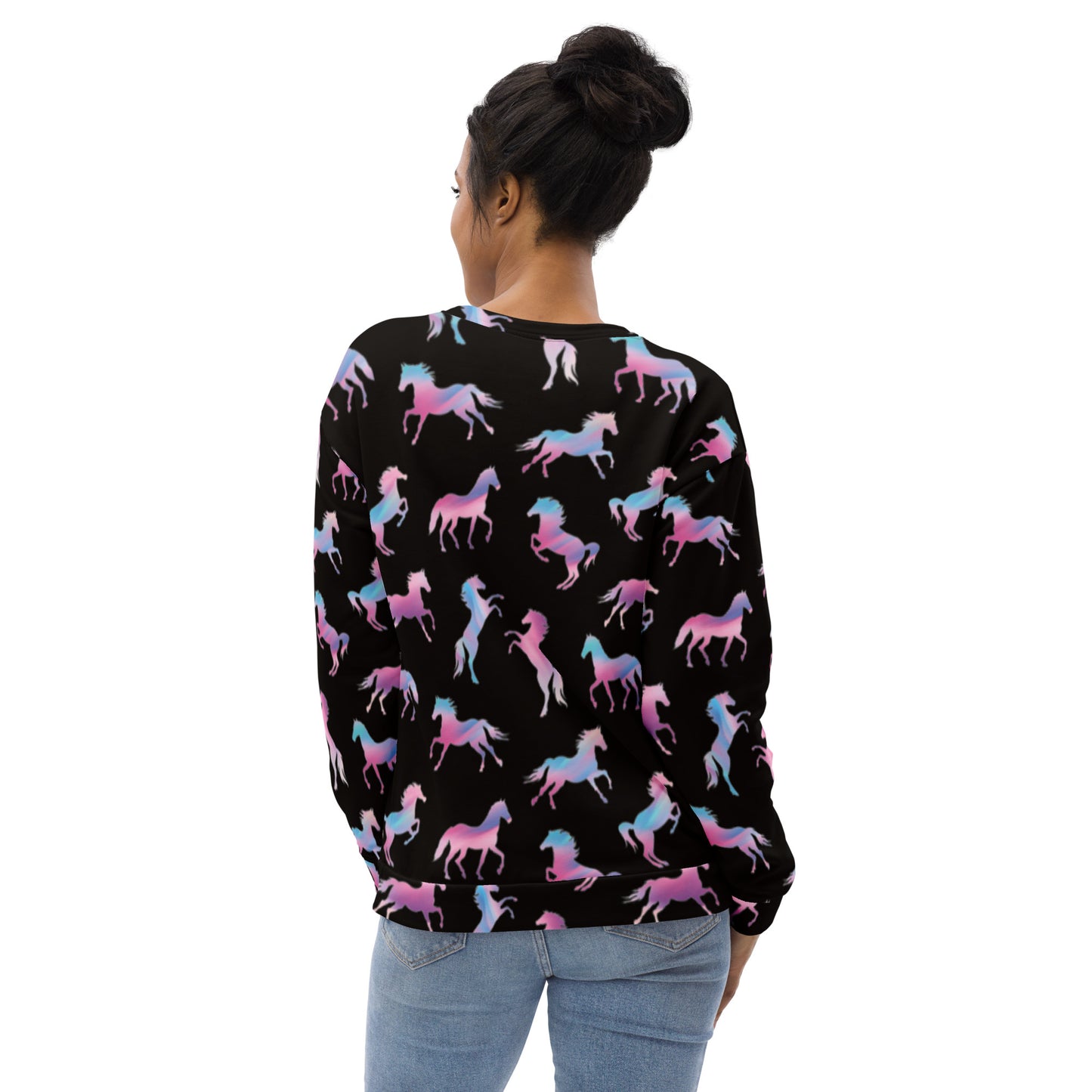 Women Sweatshirt Premium Quality Your Favorite All Over Print Hand-Sewn Horse Lover Design by IOBI Original Apparel