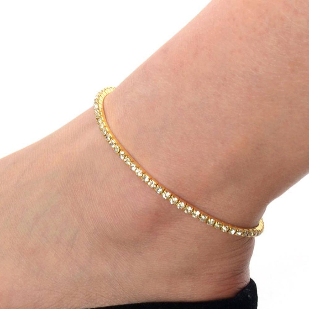 Rhinestone Stretch Glitzy Anklet For Woman In Three Color Choices for Woman or Teens Casual or Beach Wear