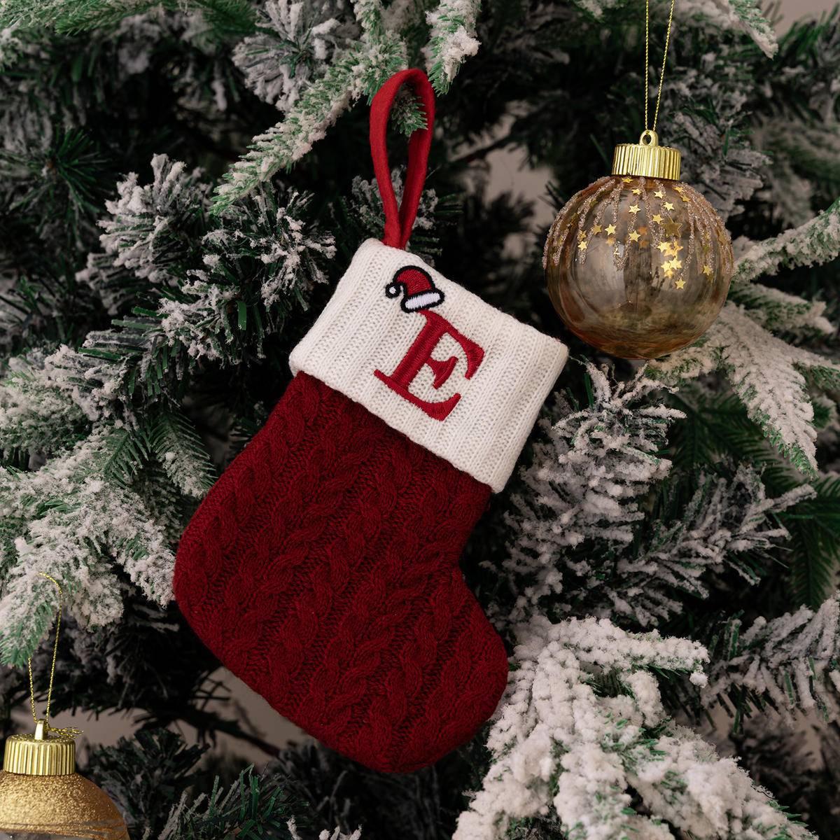 Red Letters Embroidery Hanging Socks Christmas Ornametns