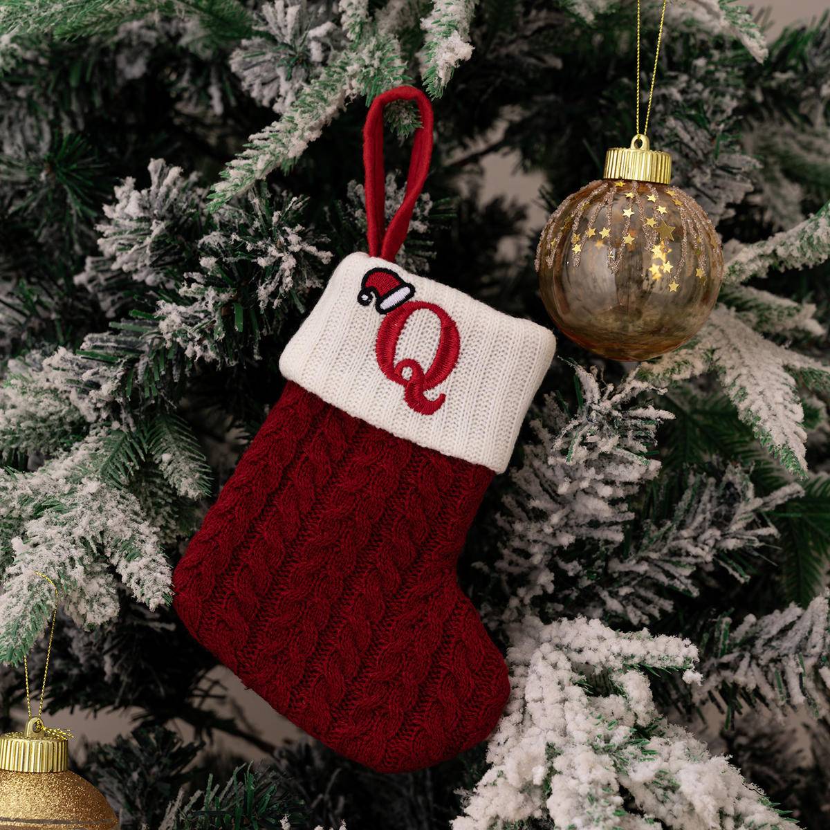 Red Letters Embroidery Hanging Socks Christmas Ornametns