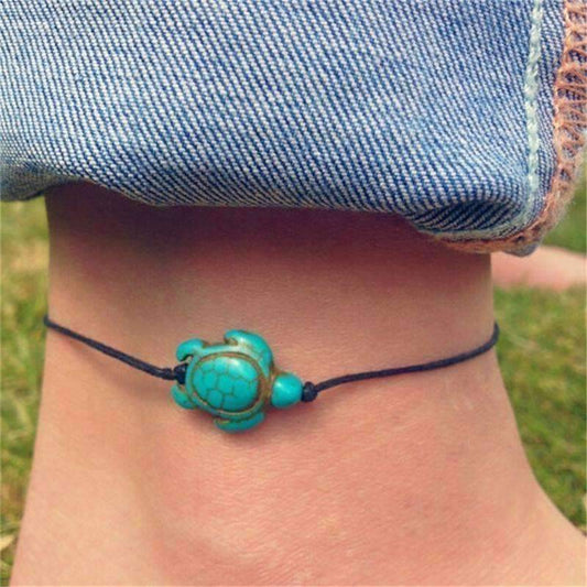 Feshionn IOBI Anklets ON SALE - Green Sea Turtle Turquoise Bead Anklet