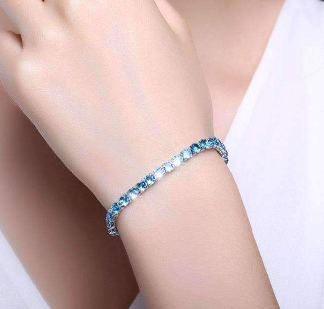 Feshionn IOBI bracelets Aquamarine / 17 ON SALE - Petite Luxe 4mm Swiss CZ Tennis Bracelet