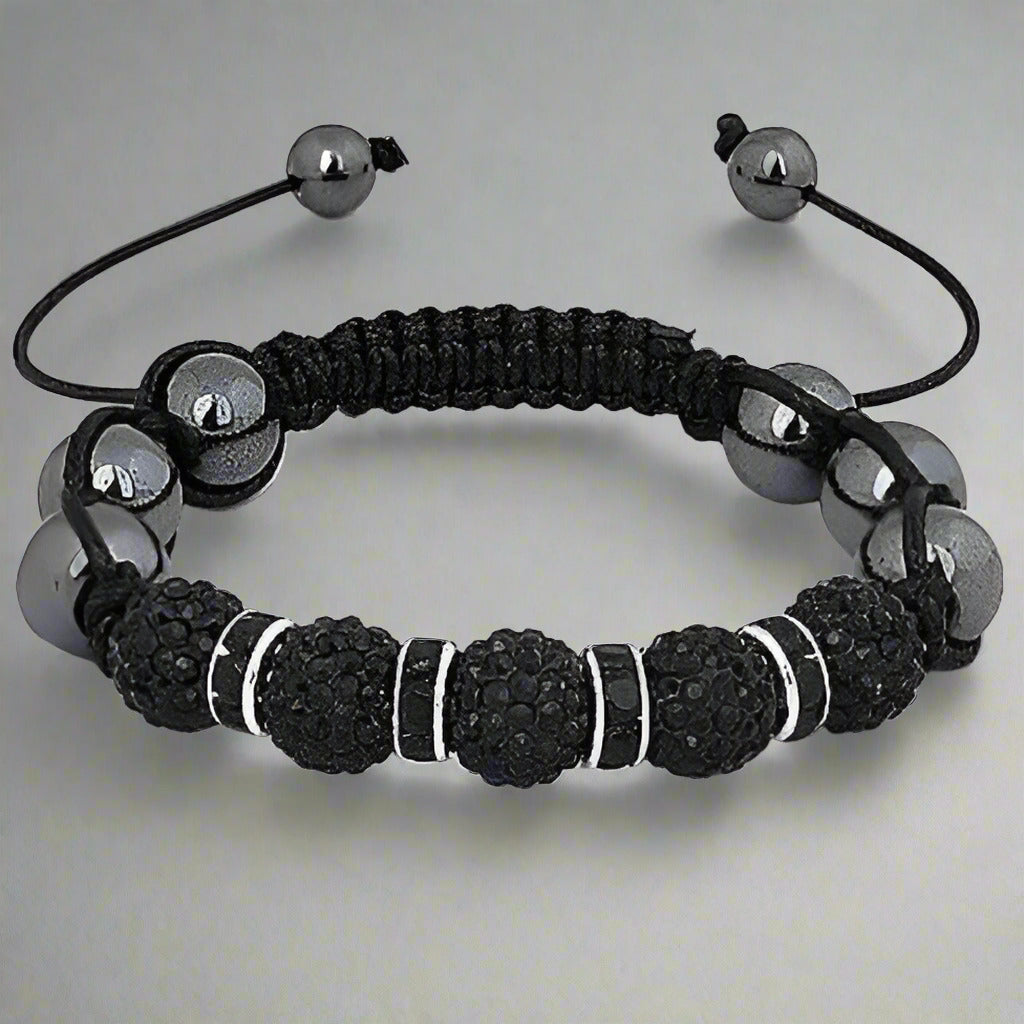 Feshionn IOBI bracelets Black With Silver "Uber Shamballa" Bracelet - Black Hematite with Silver or Gold Accents