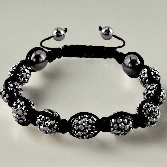 Feshionn IOBI bracelets Charcoal Charcoal Sparkly Crystals Hand Made Shamballa Bead Bracelet