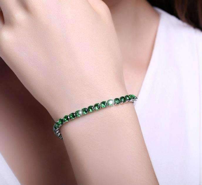 Feshionn IOBI bracelets Emerald Green / 17 ON SALE - Petite Luxe 4mm Swiss CZ Tennis Bracelet