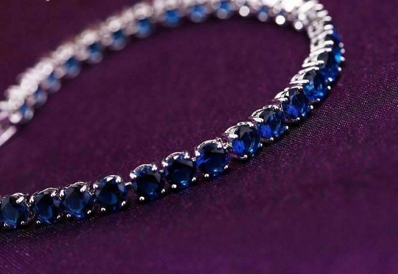 Feshionn IOBI bracelets Luxury Blue Swiss CZ Tennis Bracelet