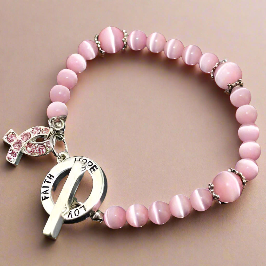 Feshionn IOBI bracelets Pink Ribbon Breast Cancer Awareness Bracelet