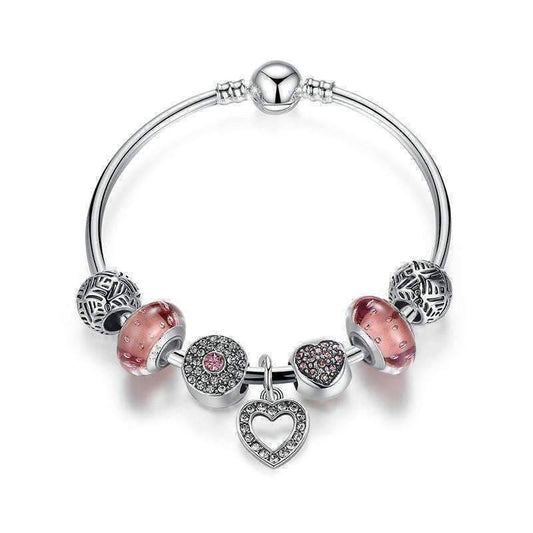 Feshionn IOBI bracelets Pink "Shimmering Rose" Silver Bangle Bracelet