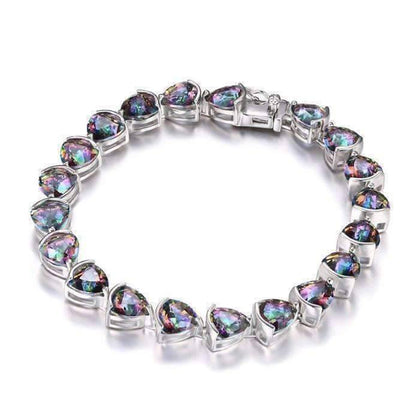 Feshionn IOBI bracelets Rainbow Bracelet Rainbow Fire Genuine Mystic Topaz Trillion Cut 29.8CT IOBI Precious Gems Tennis Bracelet