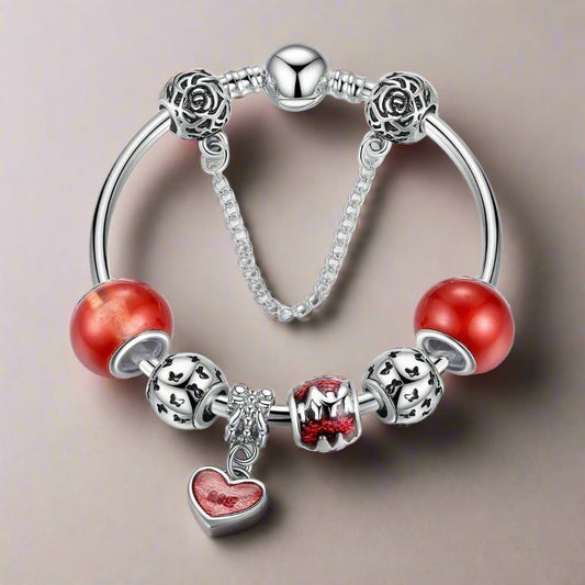 Feshionn IOBI bracelets Red Essence of Love Red & Silver Bangle Bracelet