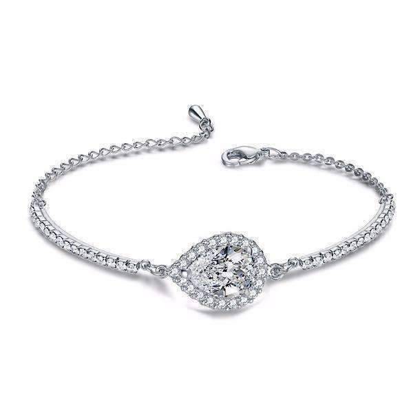 Feshionn IOBI bracelets Serena 2ct Austrian Crystal Pear Halo Bracelet