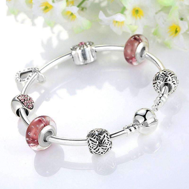 Feshionn IOBI bracelets "Shimmering Rose" Silver Bangle Bracelet