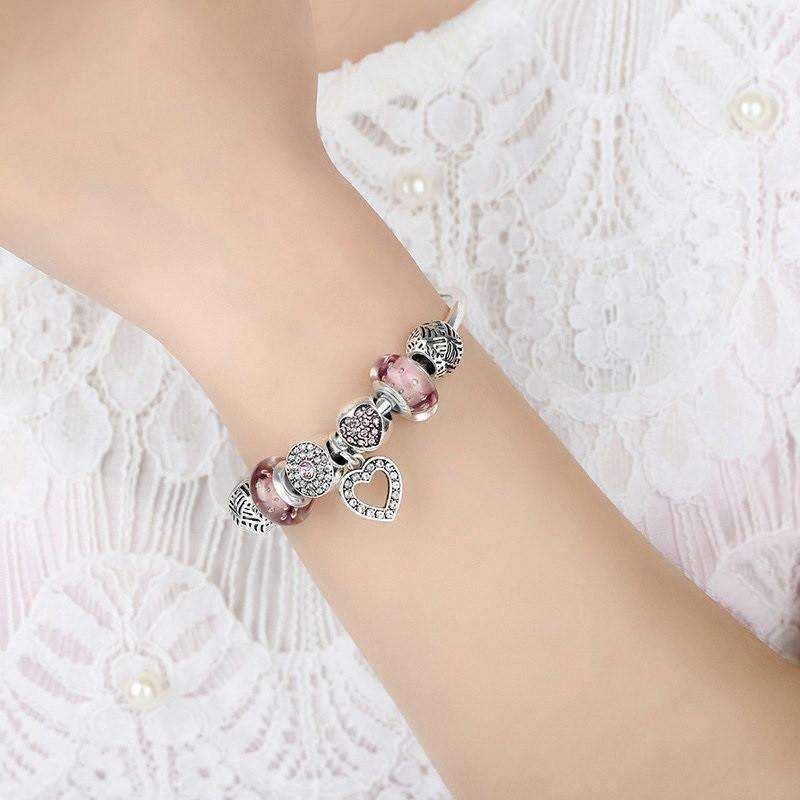 Feshionn IOBI bracelets "Shimmering Rose" Silver Bangle Bracelet