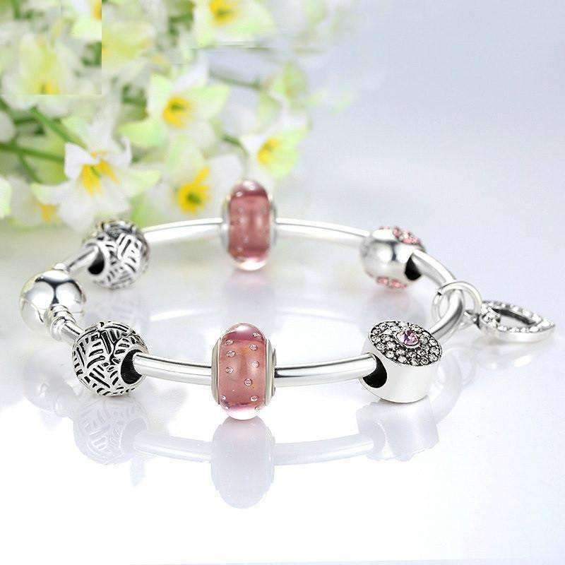 Feshionn IOBI bracelets "Shimmering Rose" Silver Bangle Bracelet