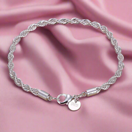 Feshionn IOBI bracelets Silver Bracelet ON SALE - Diamond Cut Rope Chain Sterling Silver Bracelet