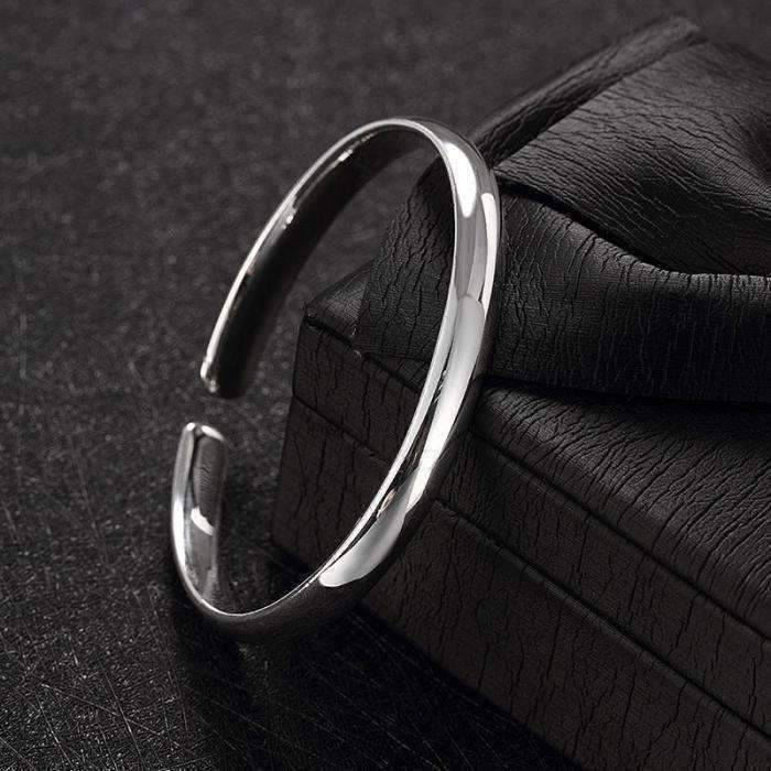 Feshionn IOBI bracelets Silver Smooth Cuff Bangle Bracelet