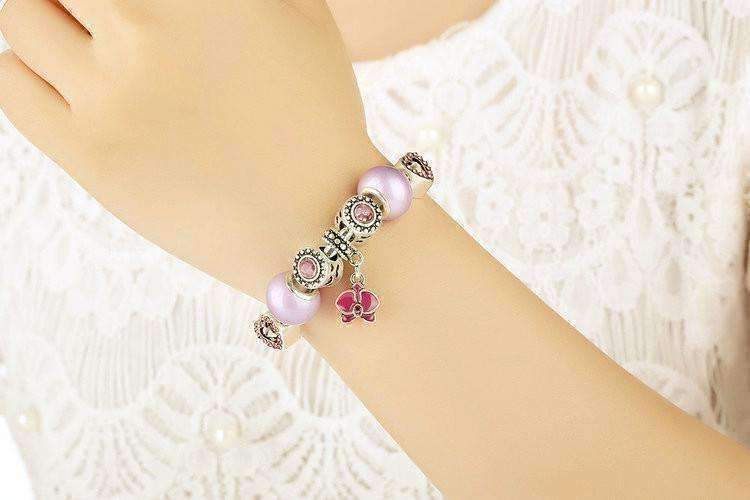 Feshionn IOBI bracelets "Think Pink" Silver Bangle Bracelet