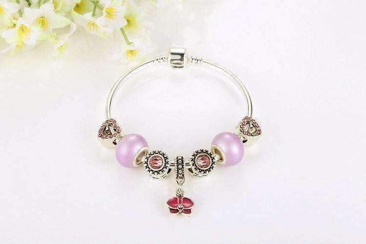 Feshionn IOBI bracelets "Think Pink" Silver Bangle Bracelet