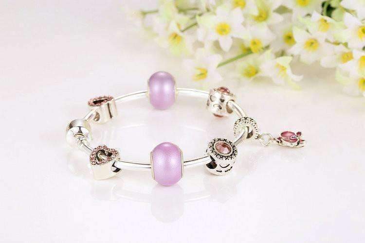 Feshionn IOBI bracelets "Think Pink" Silver Bangle Bracelet