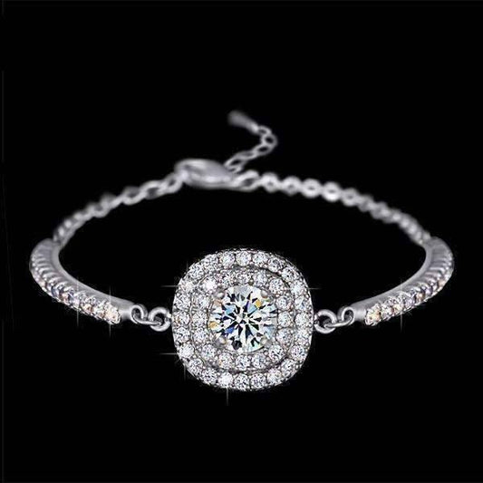 Feshionn IOBI bracelets White Gold Luminaré 1ct Austrian Crystal Double Halo Bracelet White Gold Plated