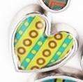 Feshionn IOBI Charms Green Stripes Pop Art Heart Charm for Charm Locket Necklaces ~ Your Choice