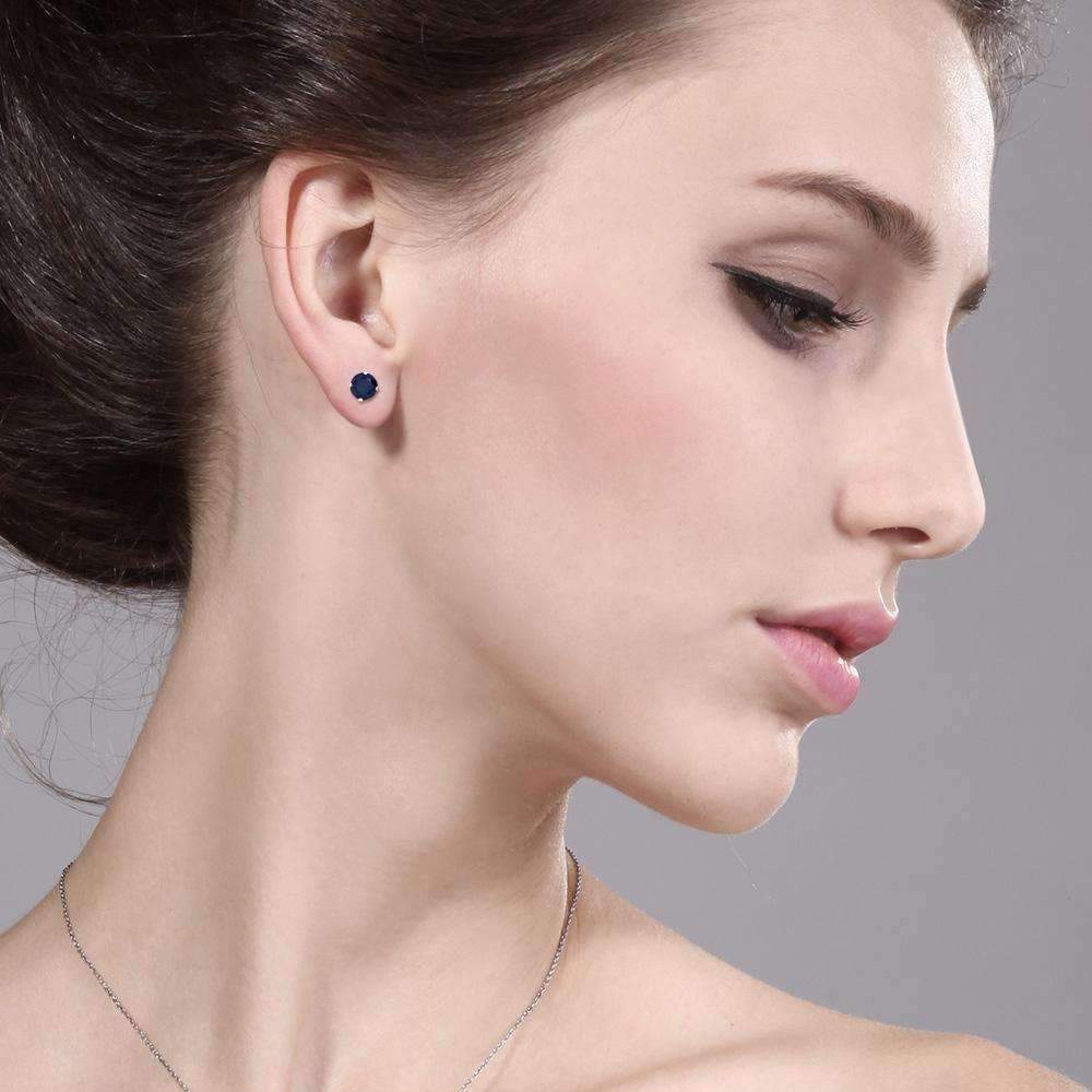 Feshionn IOBI Earrings 1.20CTW Genuine Sapphire IOBI Precious Gems Stud Earrings