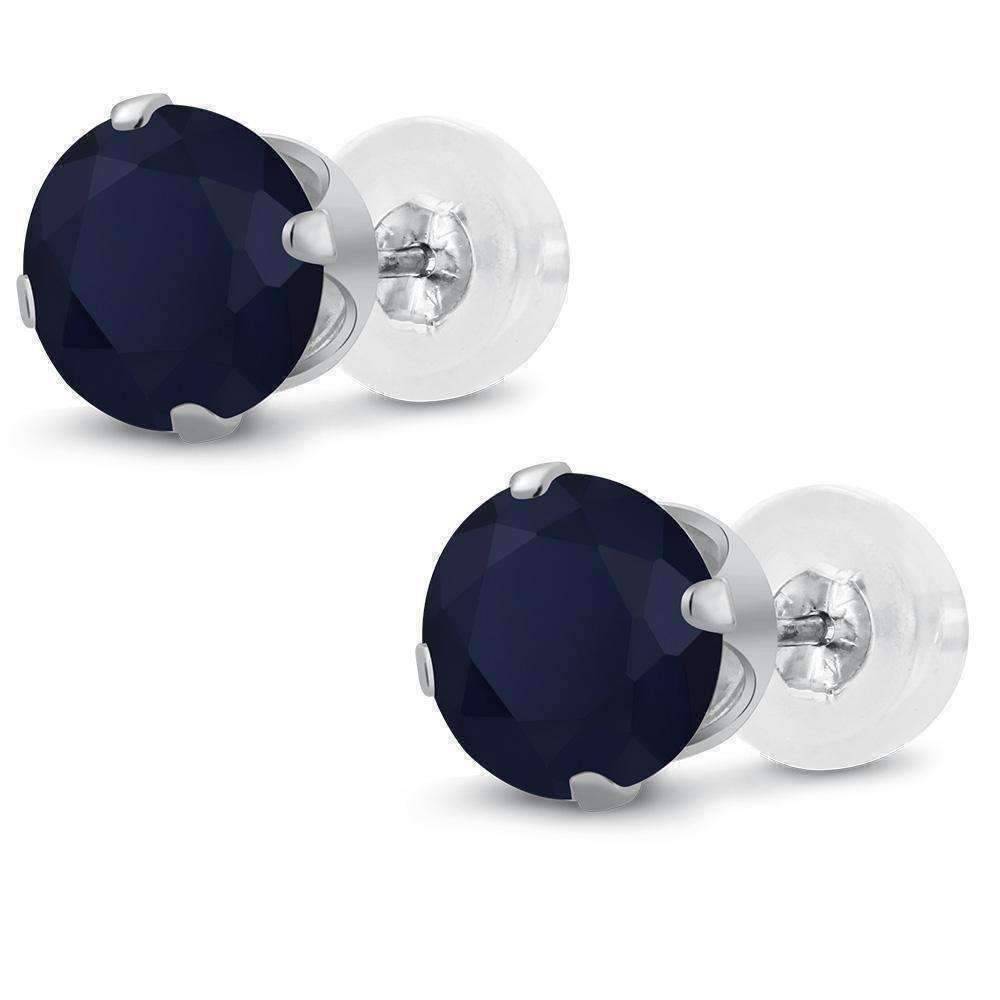 Feshionn IOBI Earrings 2.12CTW Genuine Sapphire IOBI Precious Gems Stud Earrings