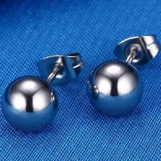 Feshionn IOBI Earrings 8mm / Silver ON SALE - Essentials 316 Stainless Steel Ball Stud Earrings - 2 Sizes to Choose