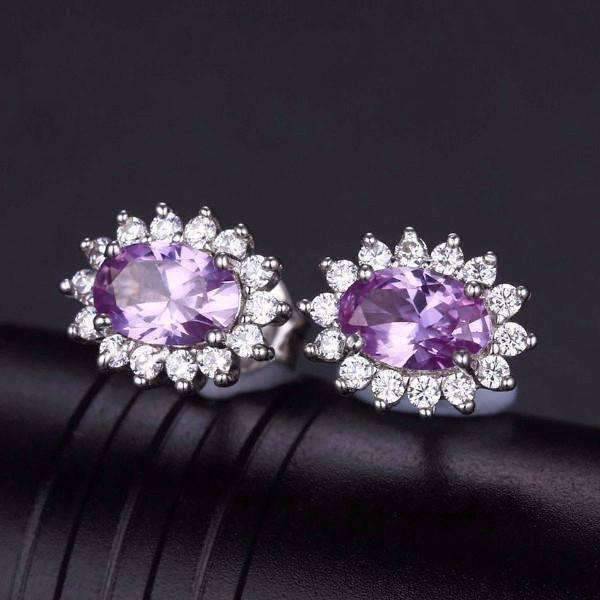 Feshionn IOBI Earrings Alexandrite Sapphire Earrings Alexandrite Sapphire Oval Cut 1CT IOBI Precious Gems Halo Earrings