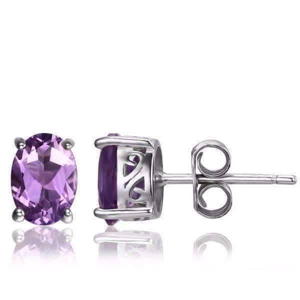 Feshionn IOBI Earrings Amethyst Oval Cut 1.4CTW IOBI Precious Gems Stud Earrings