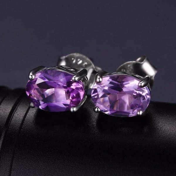 Feshionn IOBI Earrings Amethyst Oval Cut 1.4CTW IOBI Precious Gems Stud Earrings