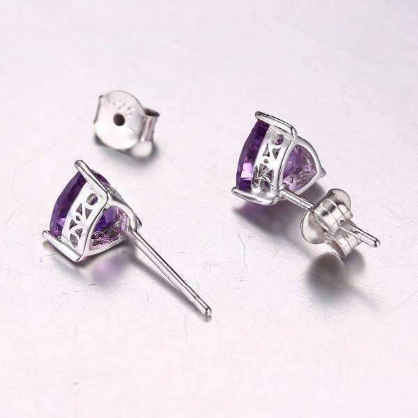 Feshionn IOBI Earrings Amethyst Trillion Cut 1.4CT IOBI Precious Gems Stud Earrings