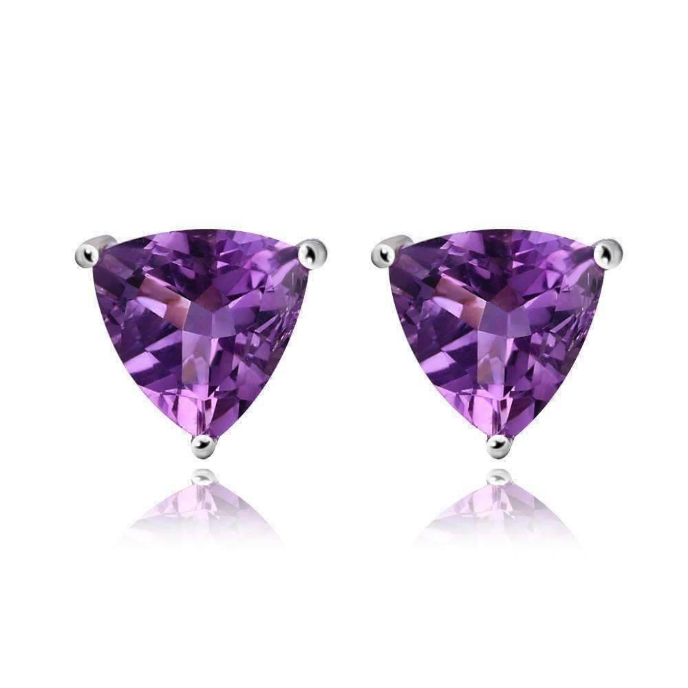 Feshionn IOBI Earrings Amethyst Trillion Cut 1.4CT IOBI Precious Gems Stud Earrings