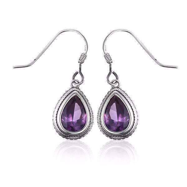 Feshionn IOBI Earrings Bezel Set Alexandrite Sapphire Pear 2.1CT IOBI Precious Gems Earrings