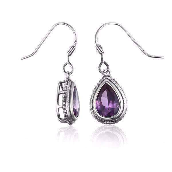 Feshionn IOBI Earrings Bezel Set Alexandrite Sapphire Pear 2.1CT IOBI Precious Gems Earrings