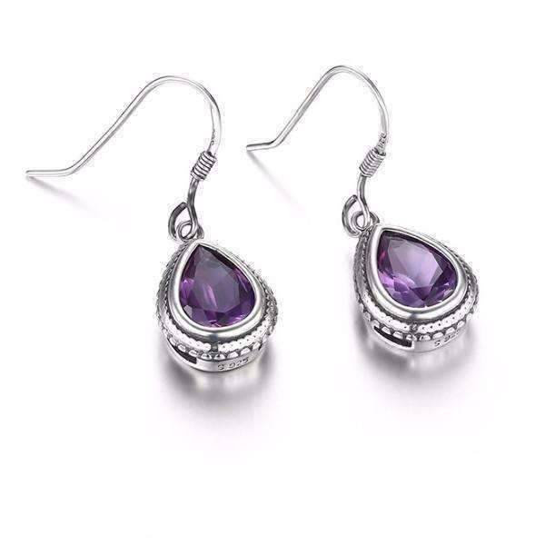 Feshionn IOBI Earrings Bezel Set Alexandrite Sapphire Pear 2.1CT IOBI Precious Gems Earrings