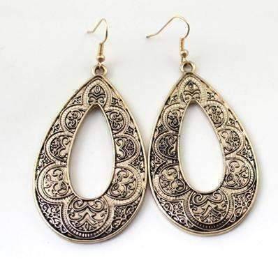 Feshionn IOBI Earrings Brass Antique Shop Hollow Teardrop Earrings